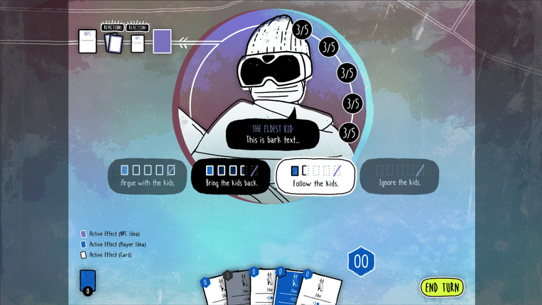 Previous iteration of card game screen